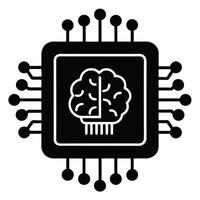 Futuristic AI microchip silhouette integrated with brain-like neural patterns for advanced technology solutions vector