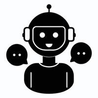 Chatbot face silhouette with speech bubble symbolizing AI communication and digital interaction vector