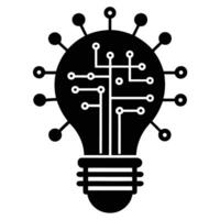 AI lightbulb icon with tech patterns reflecting smart concepts, innovation, and digital transformation vector
