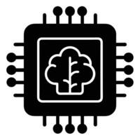 Simplified microchip icon with neural network design, representing AI technology and digital innovation vector