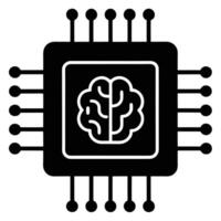 Neural network embedded in an AI microchip silhouette, reflecting the fusion of technology and machine learning vector