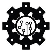 Gear silhouette with embedded circuits symbolizing AI automation and futuristic technology vector