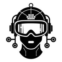 Sleek futuristic headset silhouette representing AI technology and virtual reality innovation vector