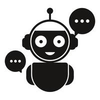 Minimal robot face icon featuring dialogue bubble for artificial intelligence and smart messaging design vector