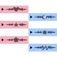 Collection Of Audio Waveform Symbols In Pink And Blue Backgrounds vector