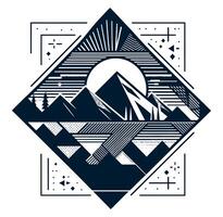 Mountains and sun in a triangle shape vector