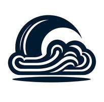 A wave and a moon icon on a white background vector