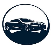 A black and white car in a circle on a white background vector