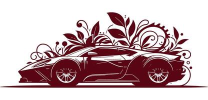 A car with flowers and leaves on it vector