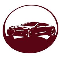 A car is shown in a circle on a white background vector