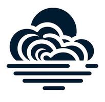 Black and white logo illustration of a wave and clouds vector