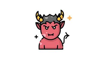 animation of Halloween a mischievous red devil with horns and a tail. video