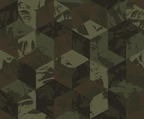 Grunge urban camouflage, khaki green fashion design. Dirty brush stroke camo military pattern. Army uniform, fashionable fabric print. Seamless texture