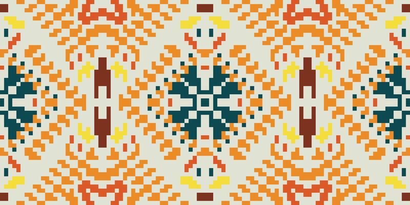 Pixel Floral Arabic Patternfolk Embroidery, Aztec Geometric Ornament Print. Design for Carpet, Wallpaper, Clothing, Wrapping, Fabric