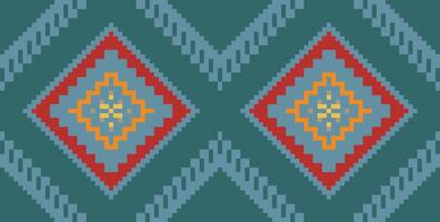 Repeating Pattern Ikat Pattern Curtainsfolk Embroidery, Aztec Geometric Ornament Print. Design for Carpet, Wallpaper, Clothing, Wrapping, Fabric vector