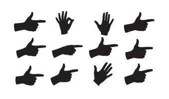 Communication Themes Highlighted Through Artistic Depictions of Hand Gestures Captured as Black Silhouettes in Grid Layouts vector