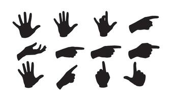 Gesture Symbolism Highlighted Through Artistic Depictions of Black Silhouette Hands Arranged Uniformly in Captivating Grids vector