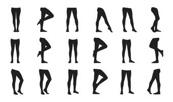 Black Silhouette Legs Depicted in Artistic Grid Format Highlighting Anatomy, Movement, and Design Diversity Through Creative Themes vector