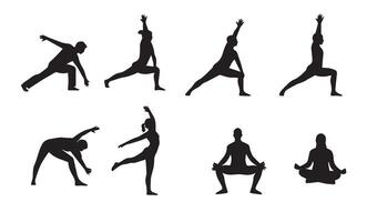 Yoga Wellness Poses Showcasing Coordination, Calmness, and Strength Perfectly Captured in Creative Designs Ideal for Health Campaigns vector