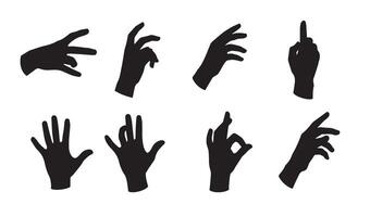 Diverse Symbolic Gestures Captured Through Black Silhouette Hands Highlighting Communication in Artistic Visual Representations vector