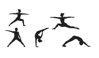 Relaxation and Flexibility Captured in Yoga Silhouette Designs Promoting Physical Calm and Mental Resilience Depicted in Captivating Imagery vector