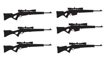 Uniform Rifle Silhouette Displays Featuring Tactical and Military Patterns Highlighting Artistic Arrangements for Creative Firearm Designs vector