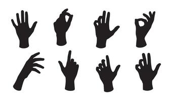 Artistic Black Silhouettes Featuring Varied Hand Gestures Highlighting Symbolism and Communication in Creative Design Displays vector