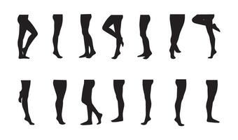 16 Leg Silhouettes Highlighting Anatomy and Movement Depicted in Artistic Arrangements Perfect for Design Inspiration and Studies vector
