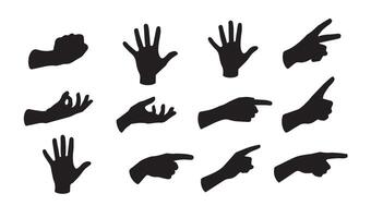 Creative Representation of Hand Gestures as Black Silhouettes Captured in Grid Layouts Highlighting Symbolism and Expressions vector