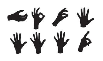 Dynamic Hand Gesture Silhouettes Capturing Symbolism, Communication, and Creative Visual Arrangements Displayed in Grid Forms vector