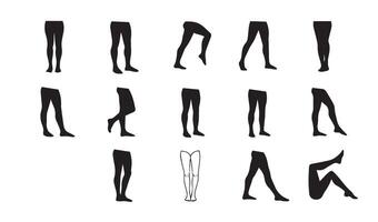 WCollection of Leg Silhouettes Arranged in Artistic Grid Capturing Diverse Poses Perfectly Representing Anatomy and Design Studies vector