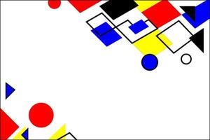 a white background with red, yellow, blue and black squares vector