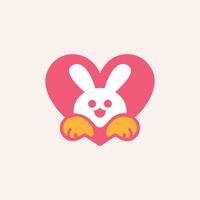 Heart bunny logo vector