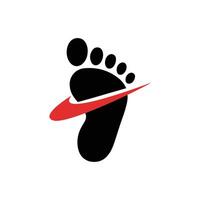 Modern minimalist logo design with footprint and dynamic swoosh icon. vector