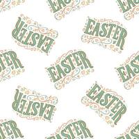 Hand drawn colored vintage seamless pattern with Easter typography vector