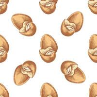 Hand drawn colored vintage seamless pattern of broken Easter eggs vector