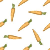 Hand-drawn colored vintage seamless pattern of rustic carrots vector
