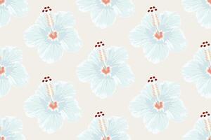 Seamless hibiscus pattern is inspired by the tropical hibiscus flower, which holds cultural significance in many traditions V2. vector