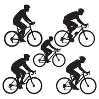Bicycle silhouette set, with white background vector