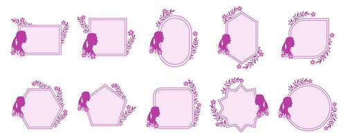 International Womens Day Text Banner With Leaf On White Background Set vector