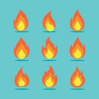 Flame illustrations collection with flat design style vector