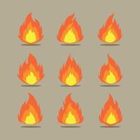 Various flames illustrations collection with flat design style vector