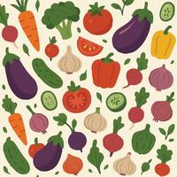 Vegetables Doodle Pattern vector