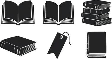 black books icons set on white background vector