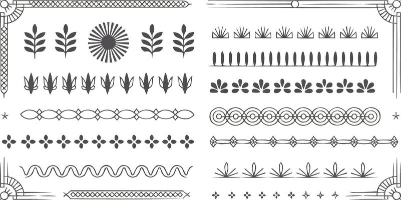 set of vintage decorative elements, lines and shapes