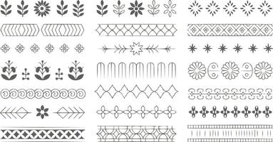 set of hand drawn decorative borders and patterns vector