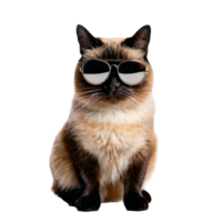 A Siamese cat with mirrored aviators and a cool attitude png