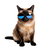 A Siamese cat with mirrored aviators and a cool attitudes png