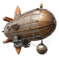 elegant timeless Steampunk airship blueprint with technical specifications. NO BACKGROUND with Transparent Background. png
