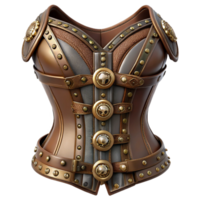 unforgettable baroque Steampunk corset with metal buckles and intricate lace details. NO BACKGROUND with Transparent Background. authentic png